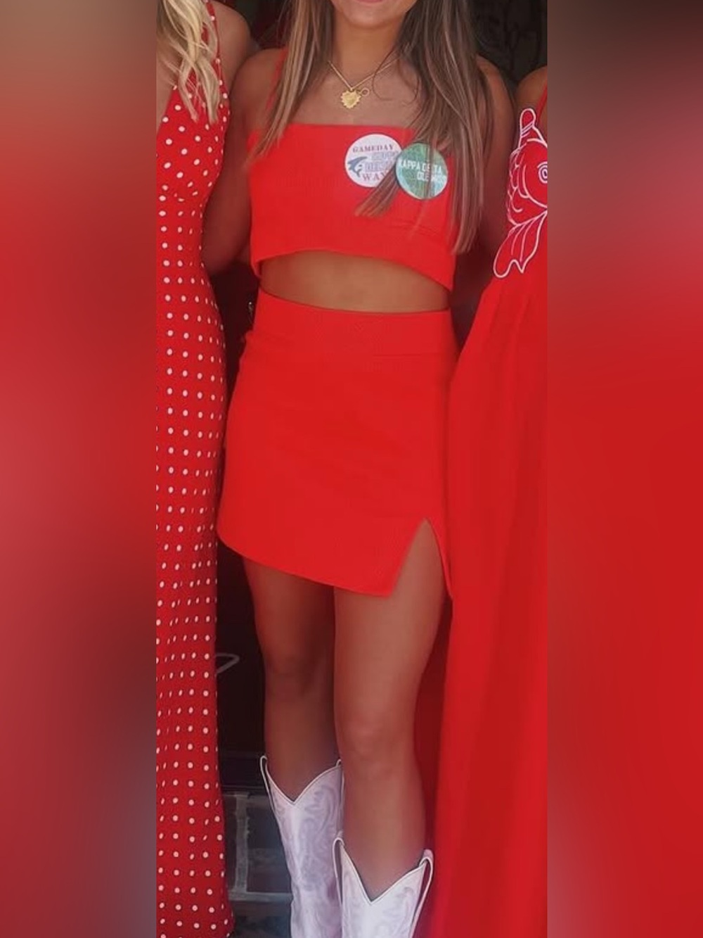 alexis 2 piece set - (Tomato) Red crop top and skirt set